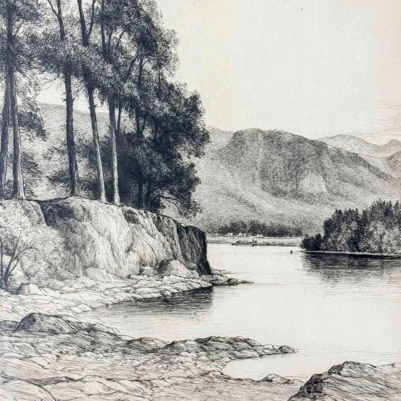 Derwent Water Etching By John Fullwood (1854   1931) photo 85.0