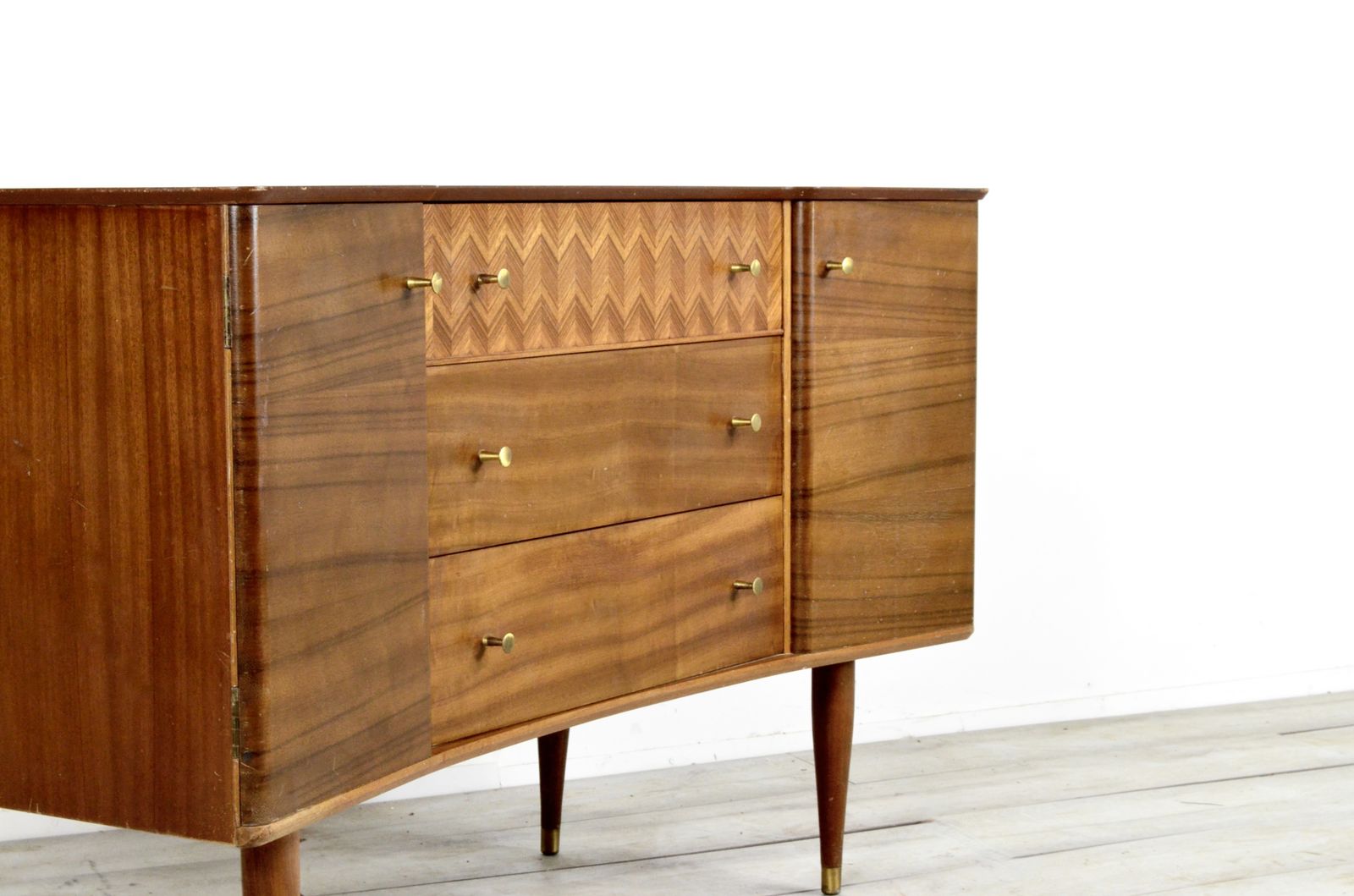 Vintage Midcentury Uniflex Walnut  And Teak Sideboard / Dressing Table. Delivery. Modern / Retro / Danish Style photo vintage