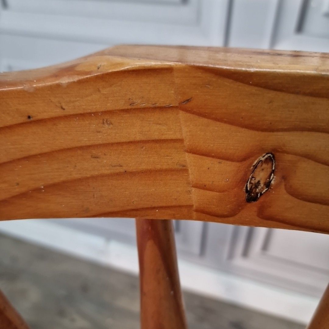 Vintage Pine Dining Chair Solid Wood Spindle Back Farmhouse Style Retro photo vintage