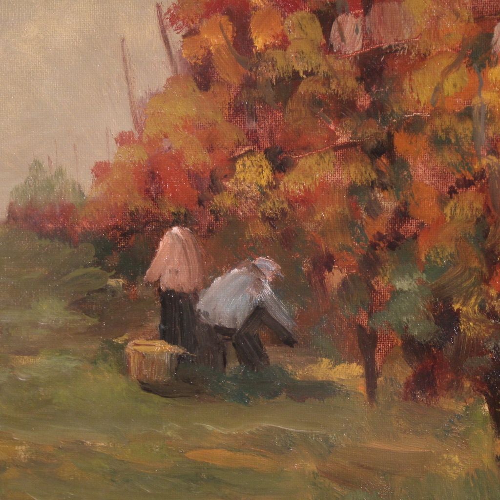 Art 20th Century Italian Landscape Painting The Vineyard In Druento photo