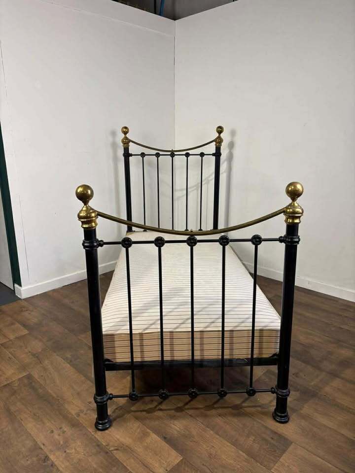 photo for sale Reproduction Victorian Style Brass & Iron Single Bed