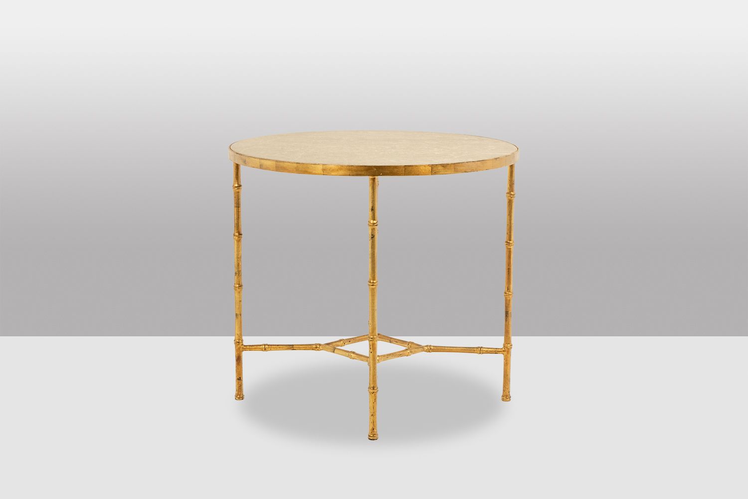 Pedestal Table With Bamboo Style Gold Metal Base And Gray Marble Top photo furniture