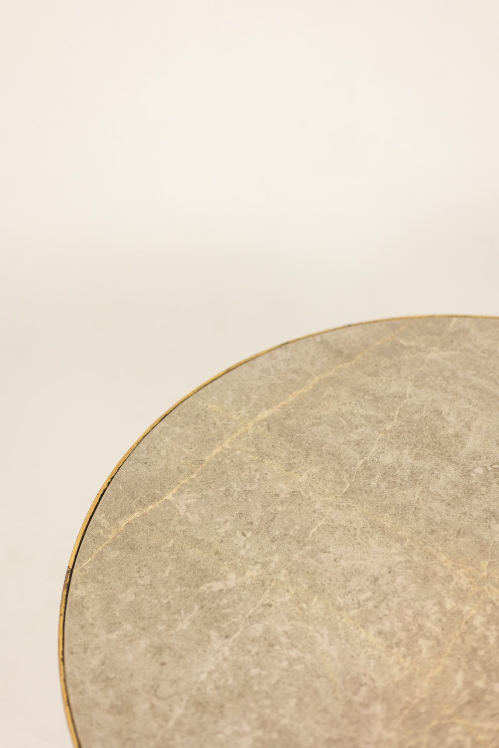 Pedestal Table With Bamboo Style Gold Metal Base And Gray Marble Top photo vintage