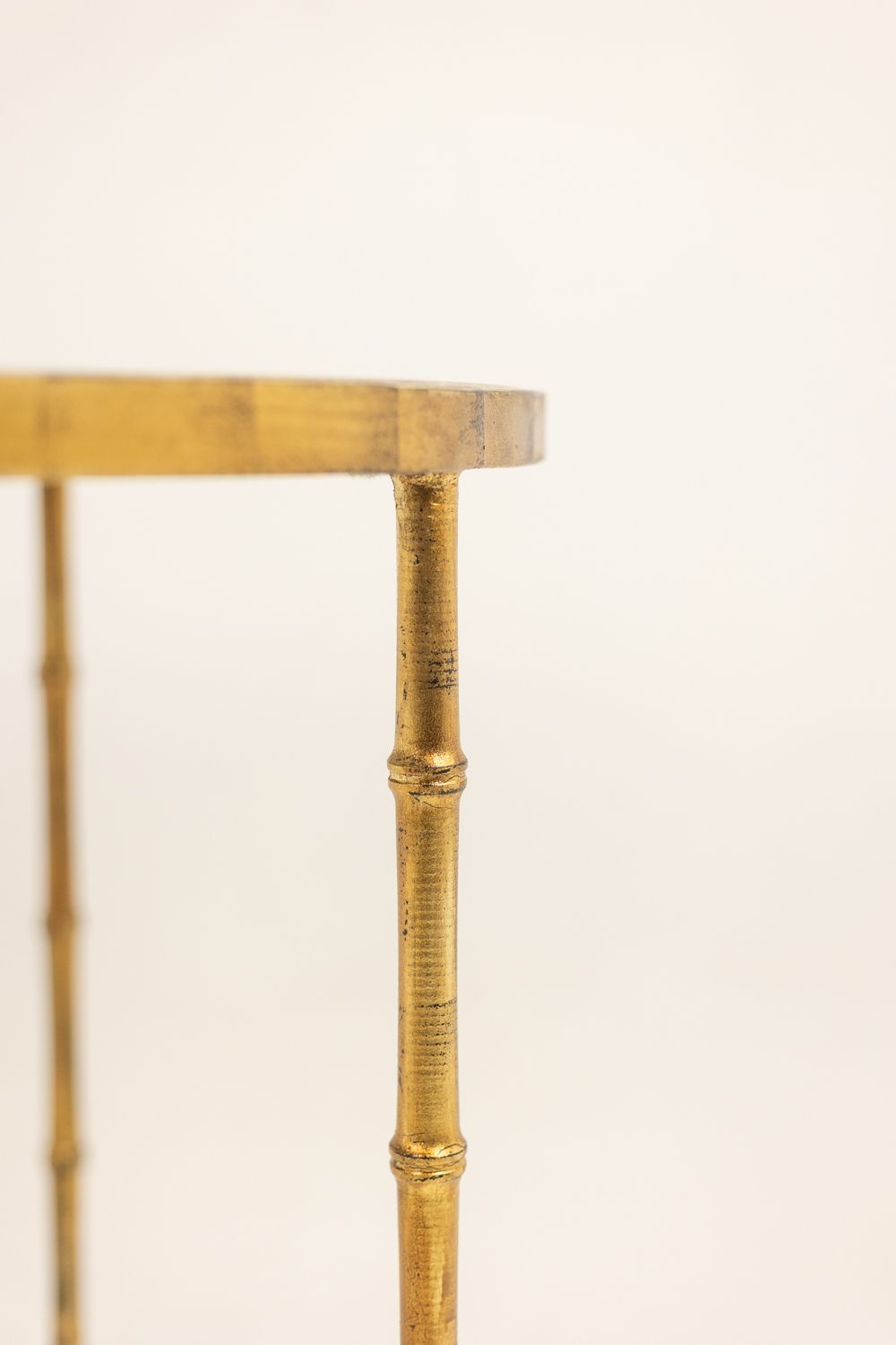photo furniture Pedestal Table With Bamboo Style Gold Metal Base And Gray Marble Top