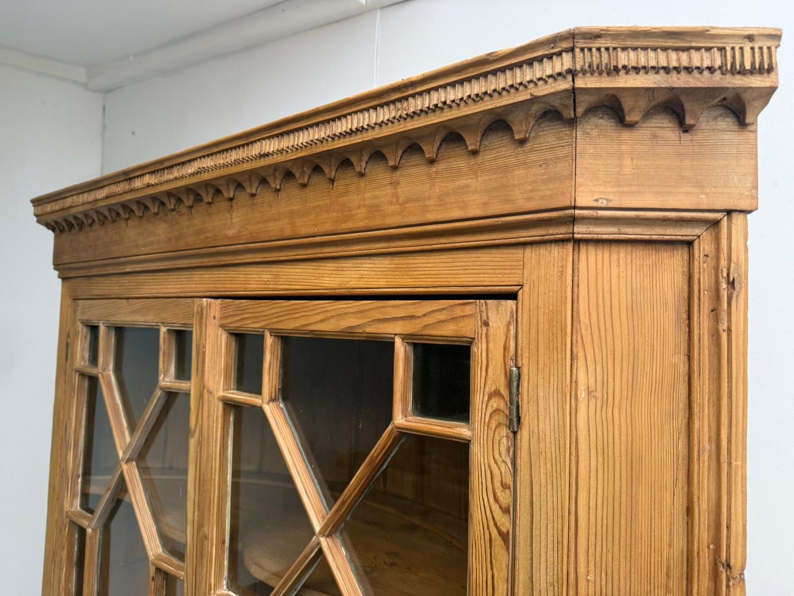 A Rare Early Georgian Pine Astral Glazed Barrel Back 2 Piece Cabinet photo 995.0