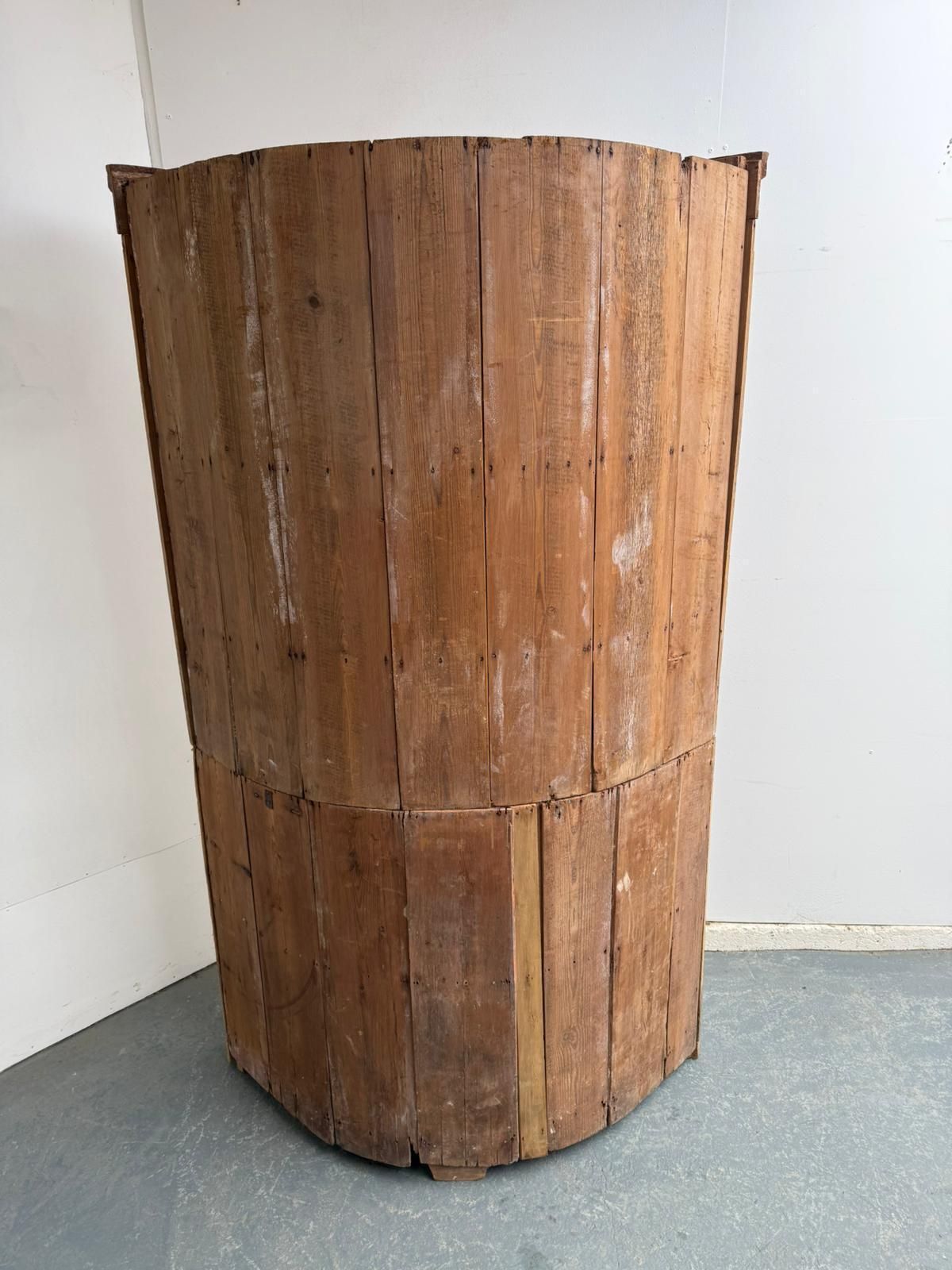 Furniture A Rare Early Georgian Pine Astral Glazed Barrel Back 2 Piece Cabinet photo