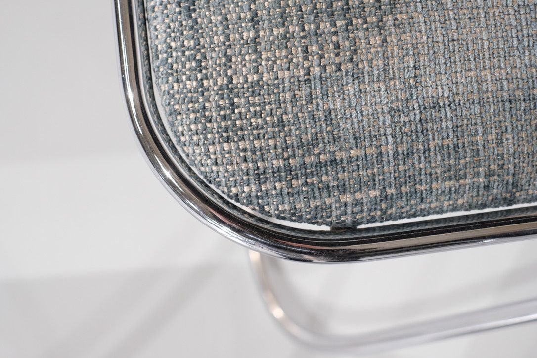 Furniture Set Of 9 Chrome Folding Chairs With Fabric From The 1970s. photo