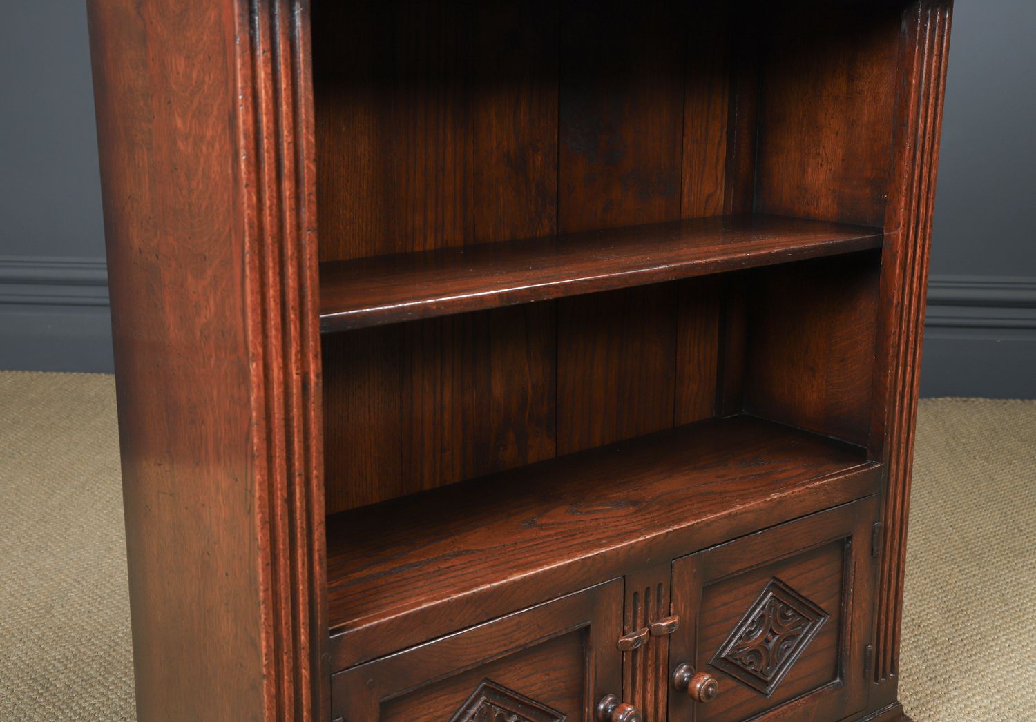 Vintage English 16th Century Style Tudor / Elizabethan Oak Open 3ft Bookcase Cupboard (Circa 1930) photo Furniture