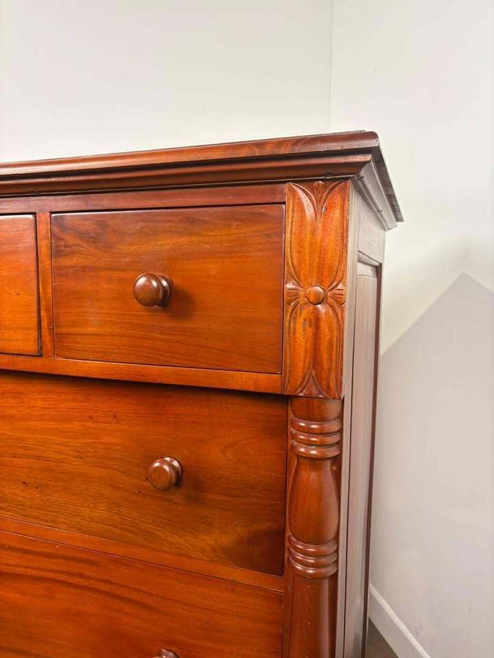 Reproduction Victorian Style Mahogany Six Drawer Bedroom Chest photo for sale