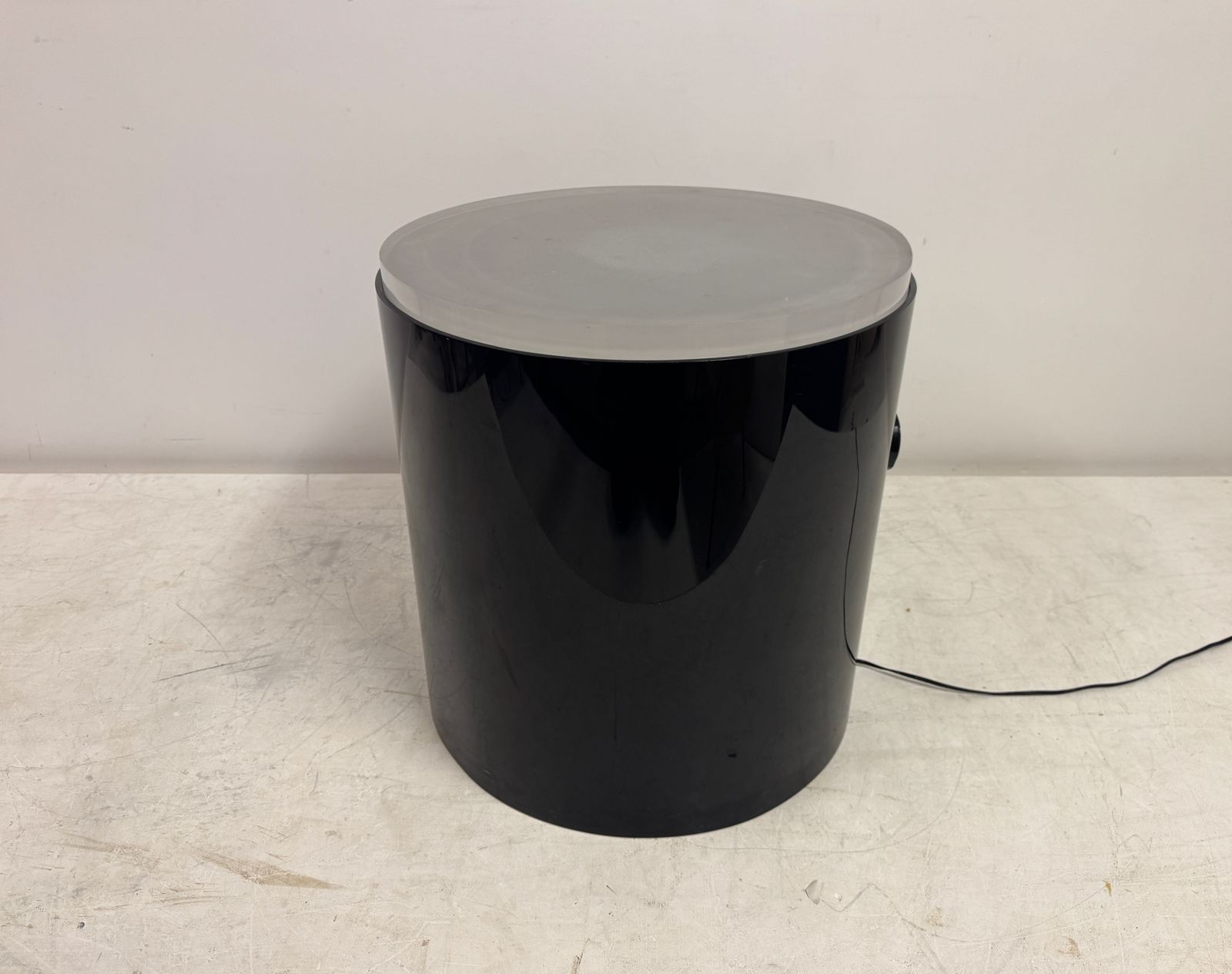 Illuminated Lucite Drum Table By Karl Springer photo for sale
