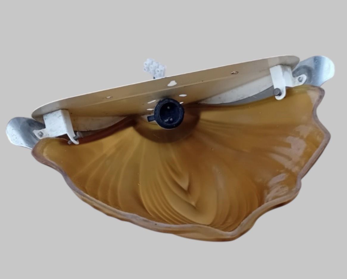 Set Of Four Art Deco Amber Glass Light Fittings photo vinterior