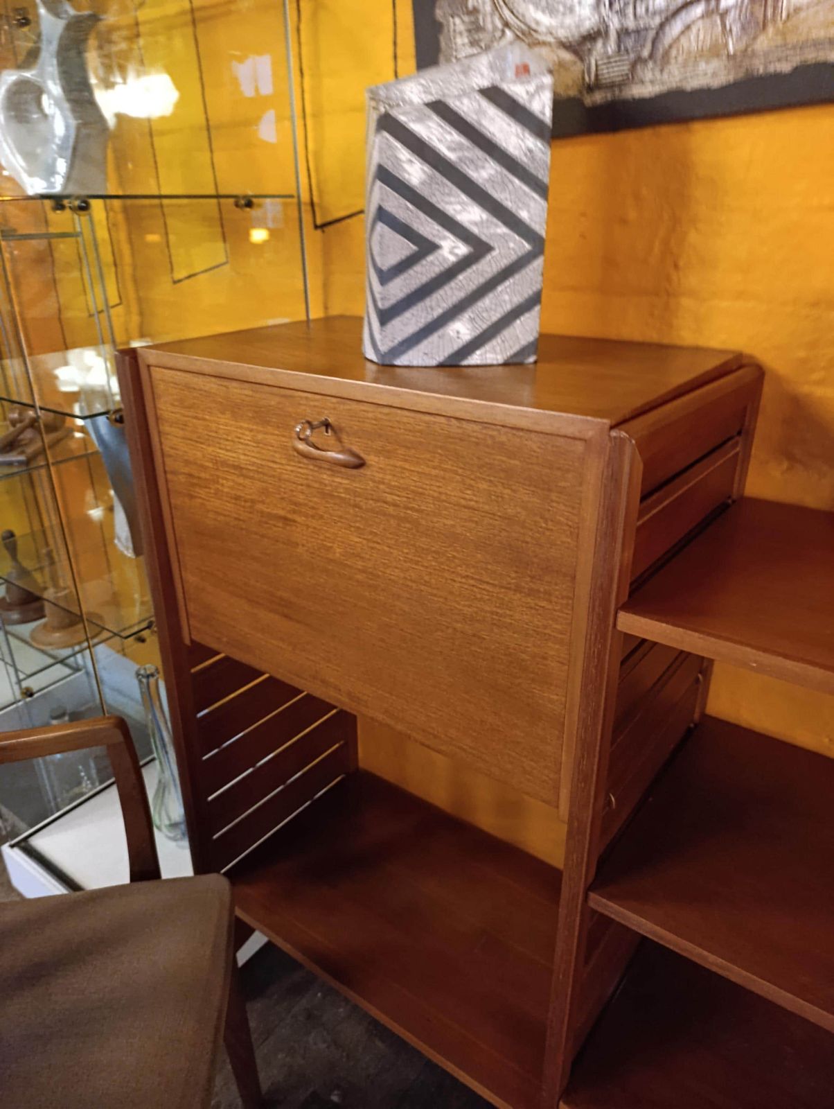 Mid Century Teak Two Bay Ladderax Unit With Bureau Cabinet photo vinterior
