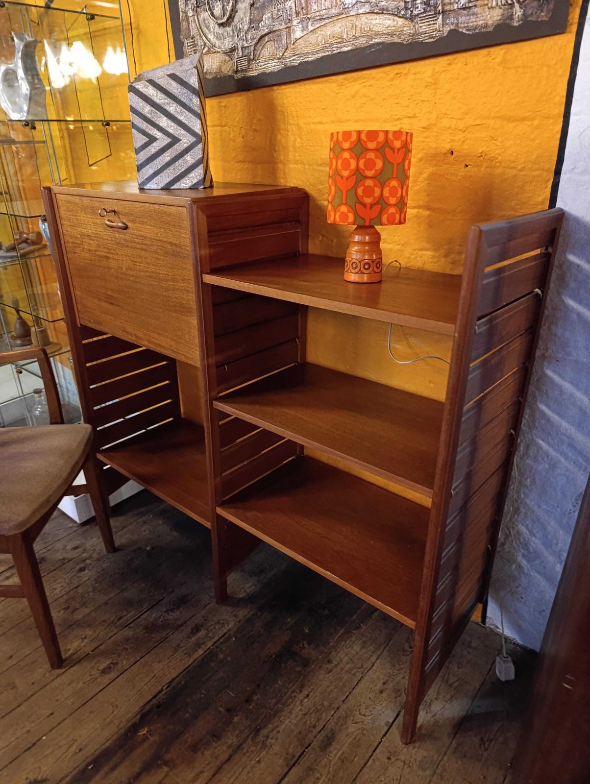 Mid Century Teak Two Bay Ladderax Unit With Bureau Cabinet photo buy