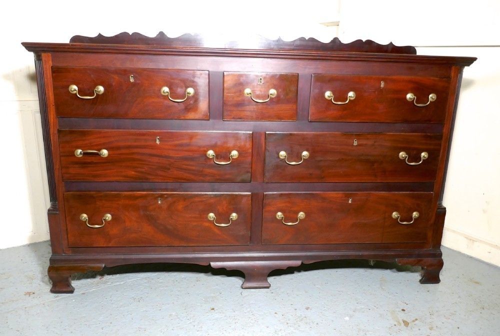 Large 18th Century Mahogany Lancashire Chest Of Drawers George III Dresser photo furniture