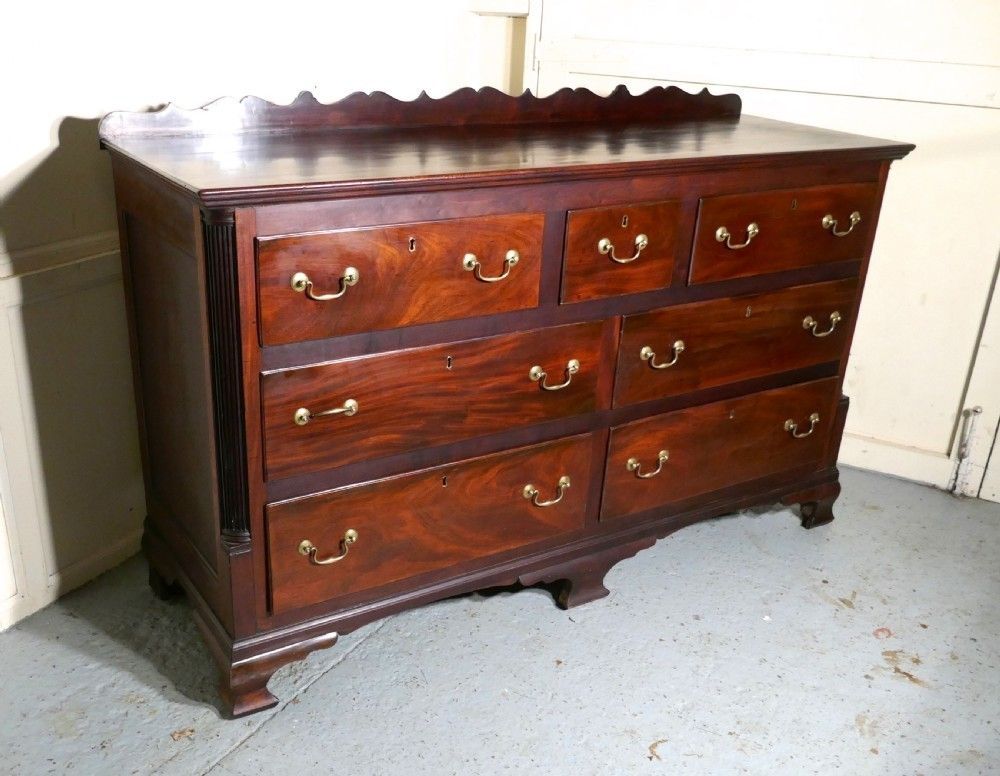 Large 18th Century Mahogany Lancashire Chest Of Drawers George III Dresser photo for sale