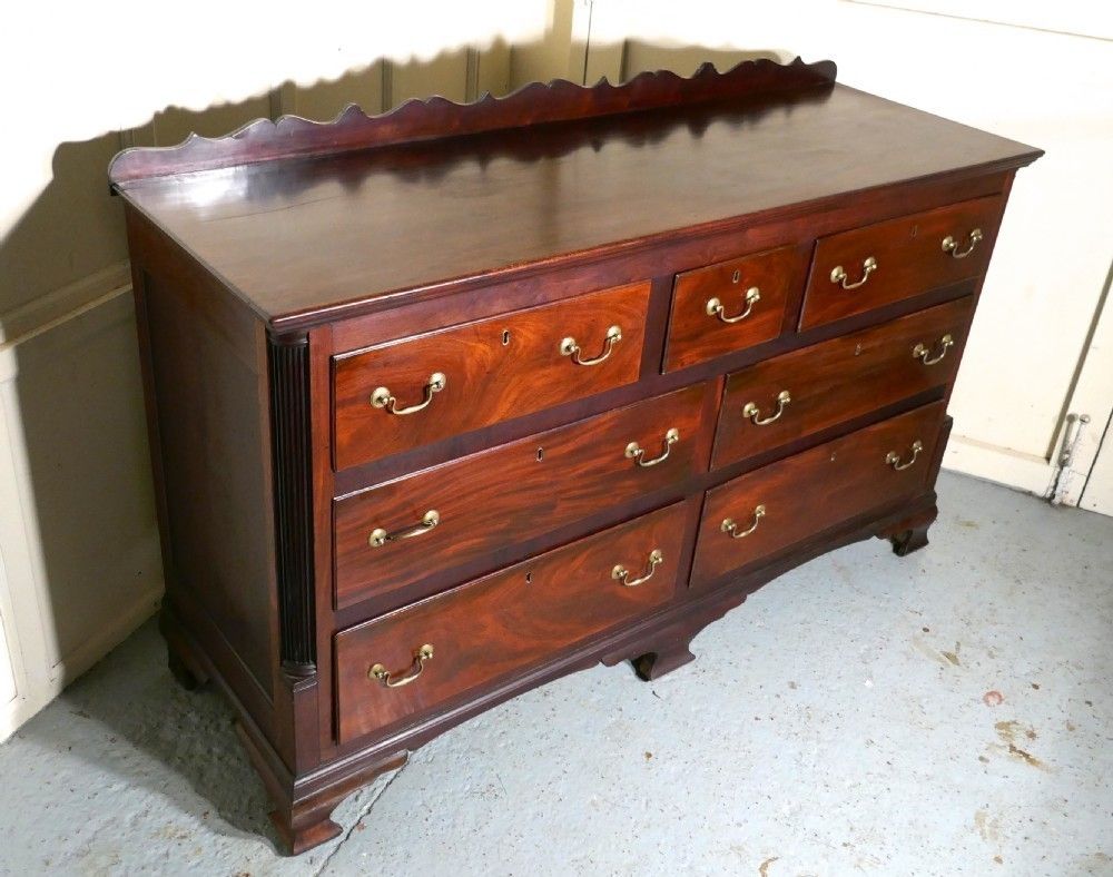 Large 18th Century Mahogany Lancashire Chest Of Drawers George III Dresser photo Furniture