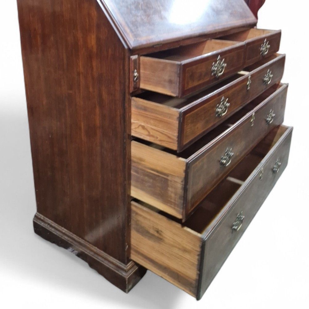 photo buy Victorian Inlaid Oak Bureau Bookcase Georgian Revival C1890 Writing Desk Drawers