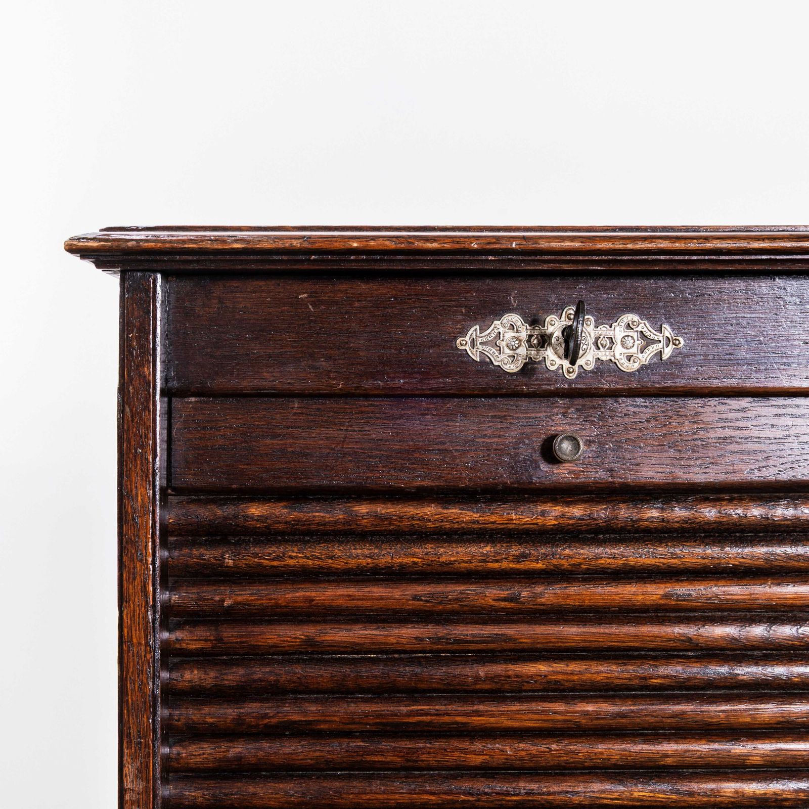 1940’s French Small Oak Atelier Tambour Cabinet photo 810.0