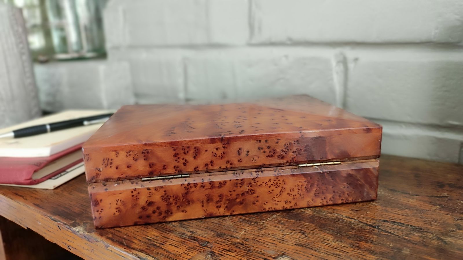 photo buy Art Deco Burl Wood Rectangular Lidded Box