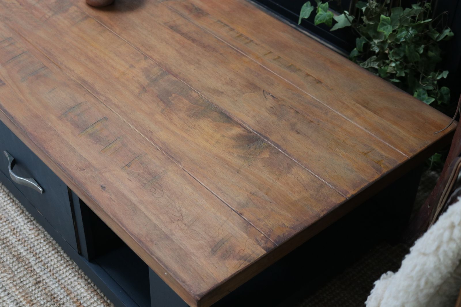 photo for sale Rustic Solid Wood Chunky Large Coffee Table With Drawer