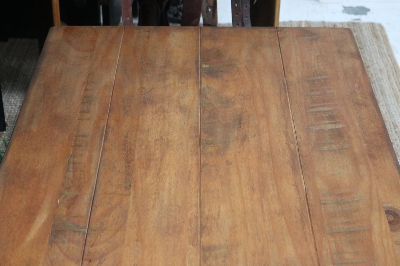 Furniture Rustic Solid Wood Chunky Large Coffee Table With Drawer photo
