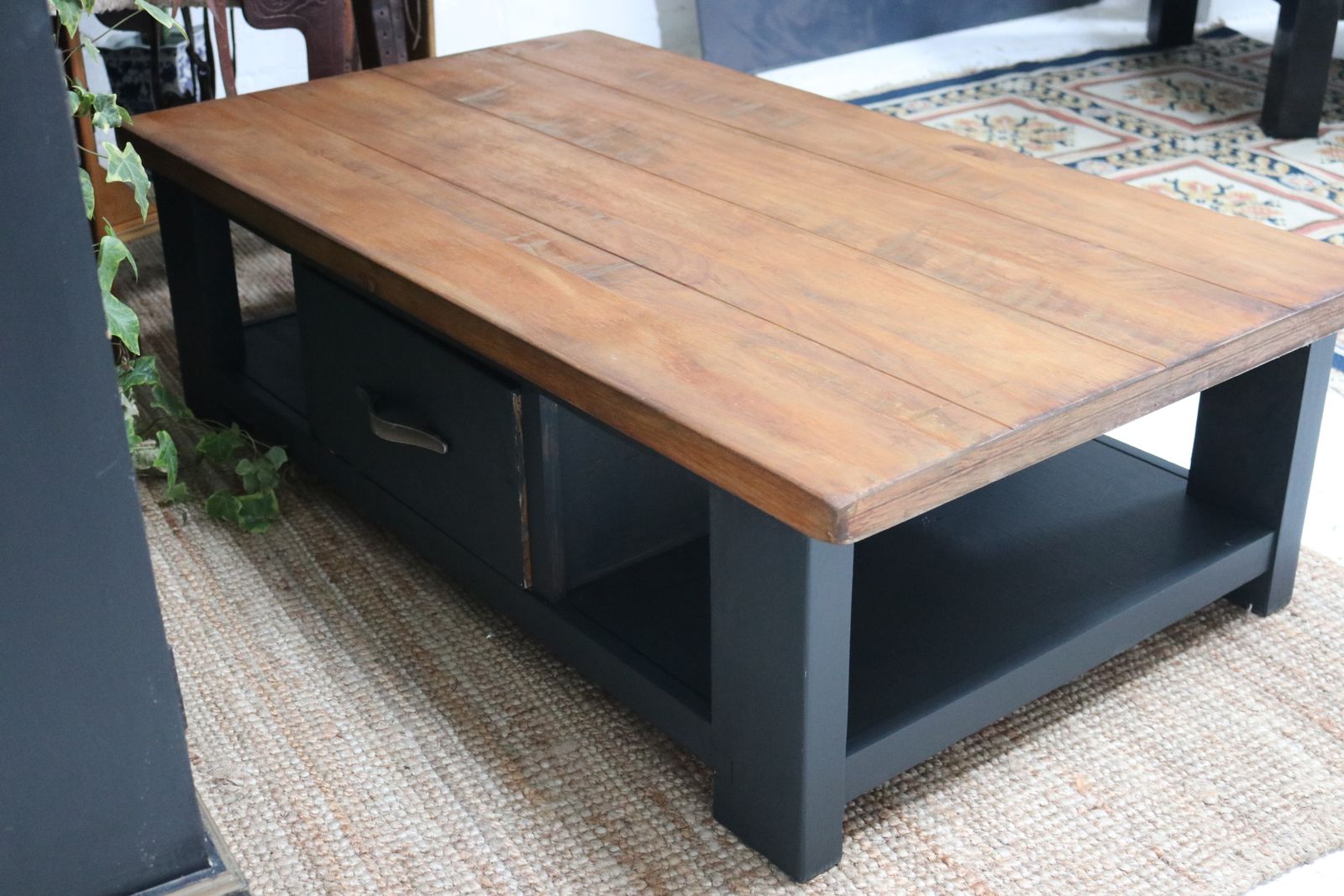 photo buy Rustic Solid Wood Chunky Large Coffee Table With Drawer
