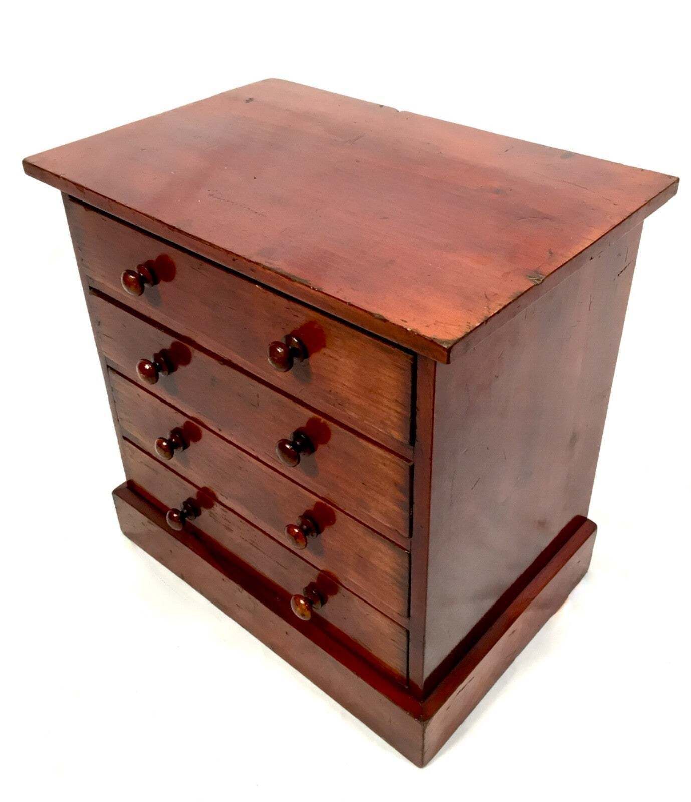photo for sale Antique Tabletop Stained Pine Wooden Chest Of Specimen Collectors Drawers C.1930