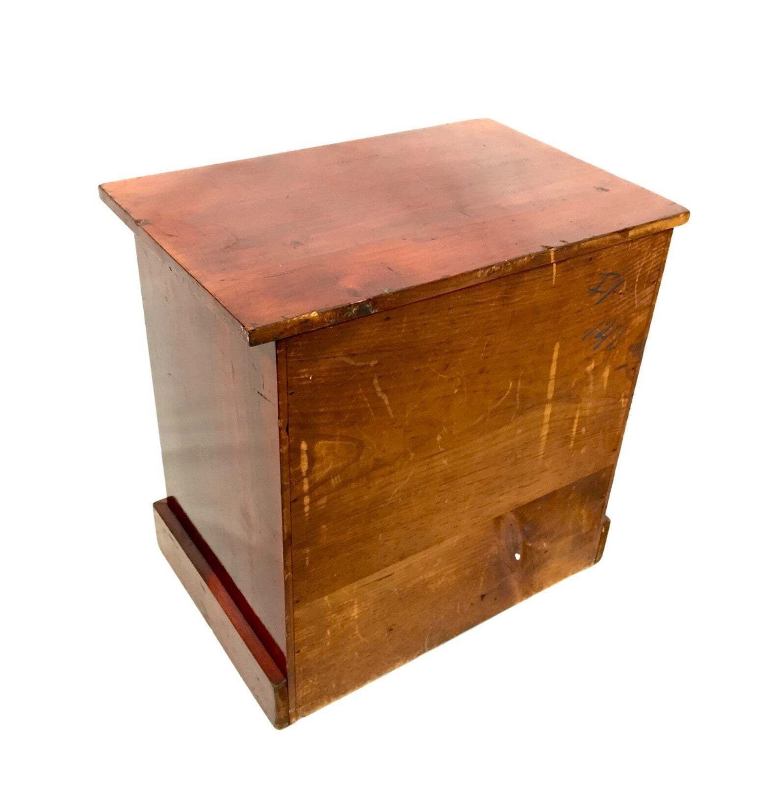 Furniture Antique Tabletop Stained Pine Wooden Chest Of Specimen Collectors Drawers C.1930 photo