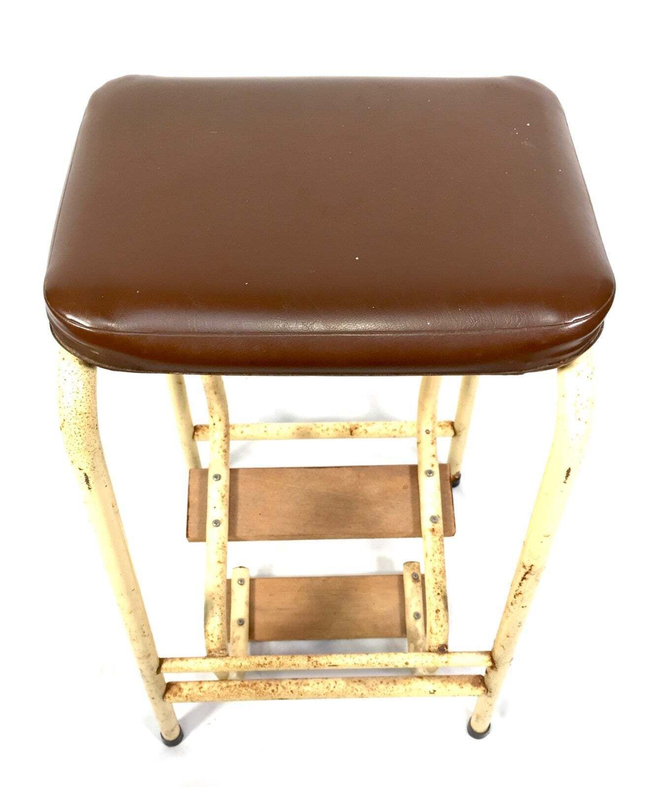 Antique Metal & Wooden Mid 20th Century Metamorphic Stool / Step Ladder C.1950 photo buy