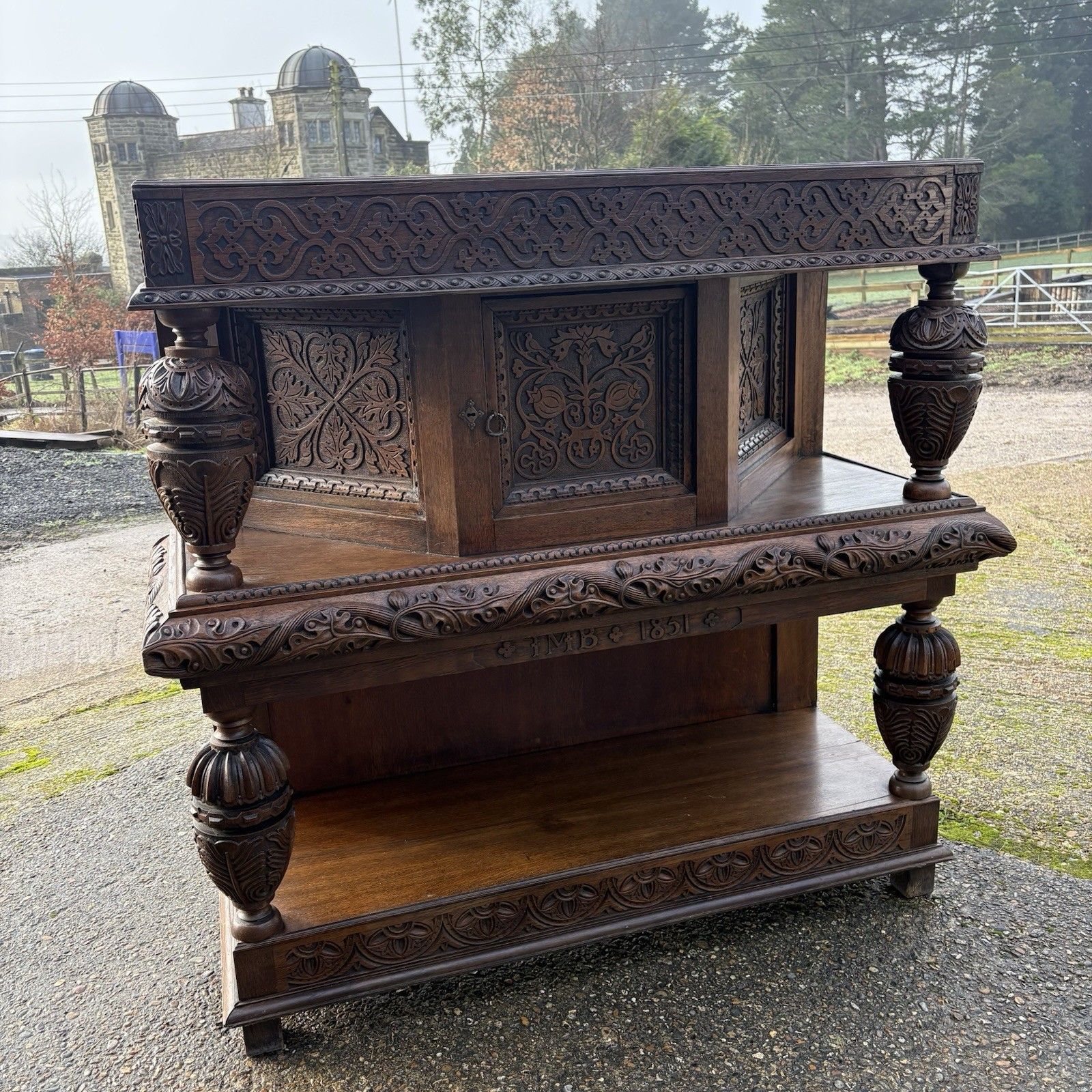 19th Century Style English Oak Livery Court Cupboard