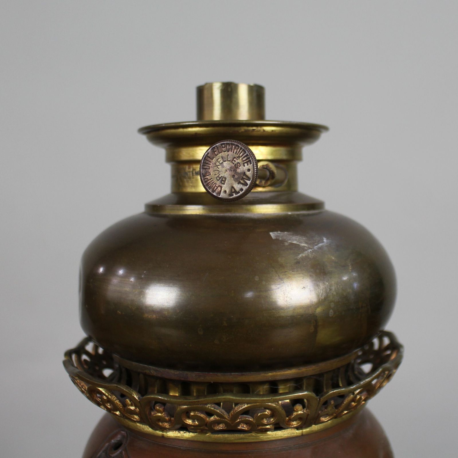 Meiji Period Japanese Bronze Oil Lamp C.1900 photo for sale