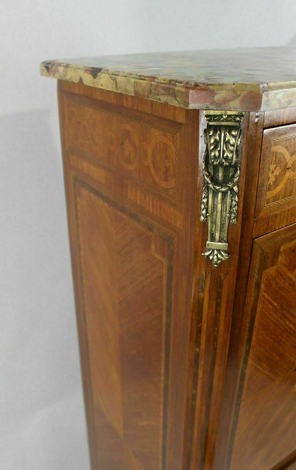 19th C. French Marble Topped Inlaid Escritoire photo vintage