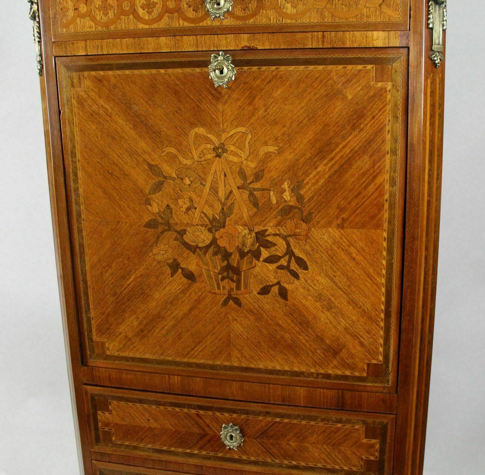 photo furniture 19th C. French Marble Topped Inlaid Escritoire