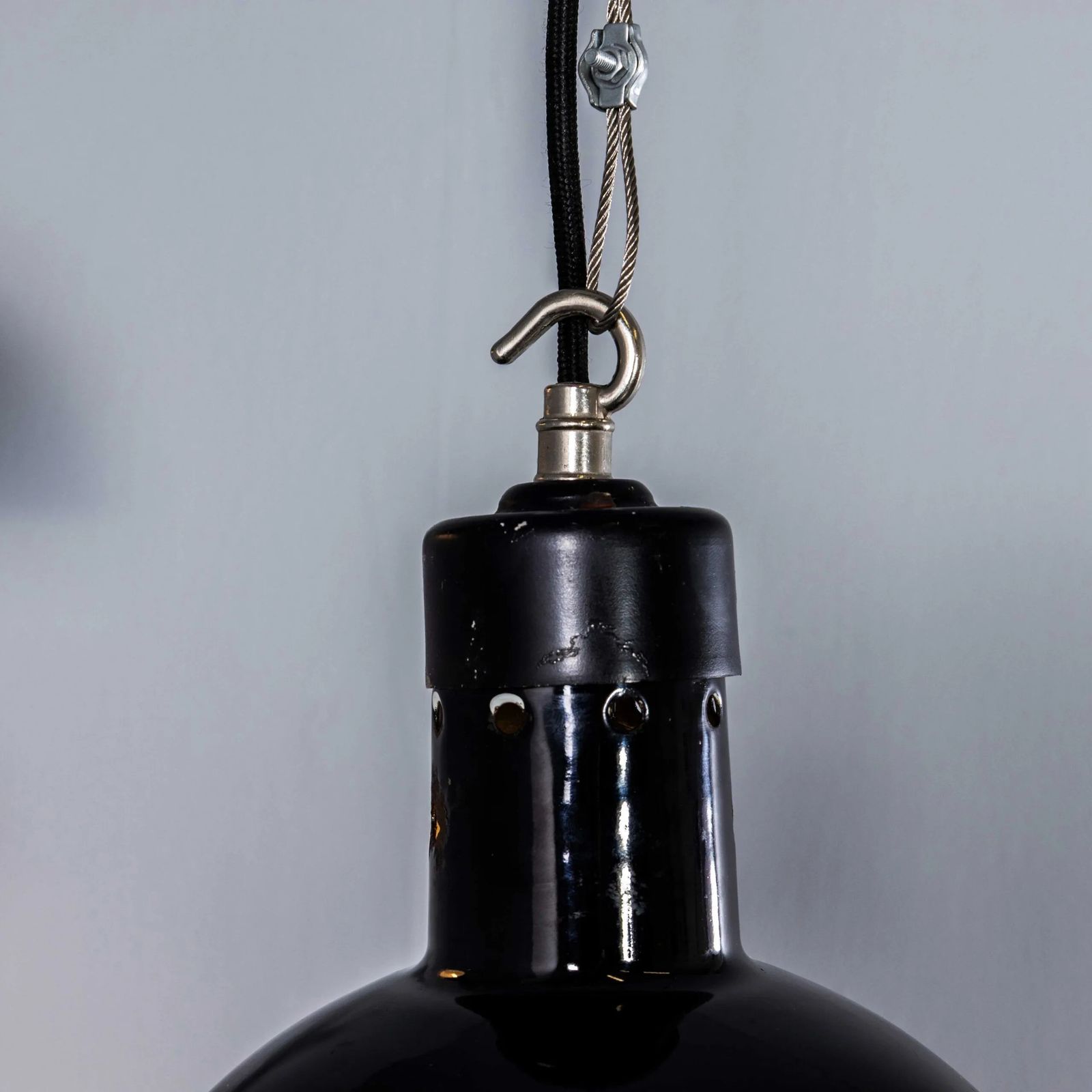 1940’s English Black Enamel Factory Lamps – 10 Inch photo Lighting