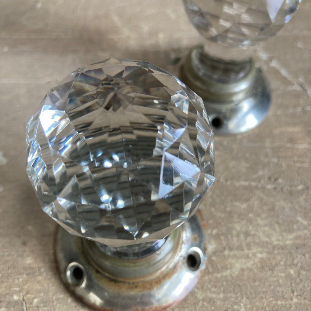Antique Cut Glass Door Knobs, 1920s photo for sale