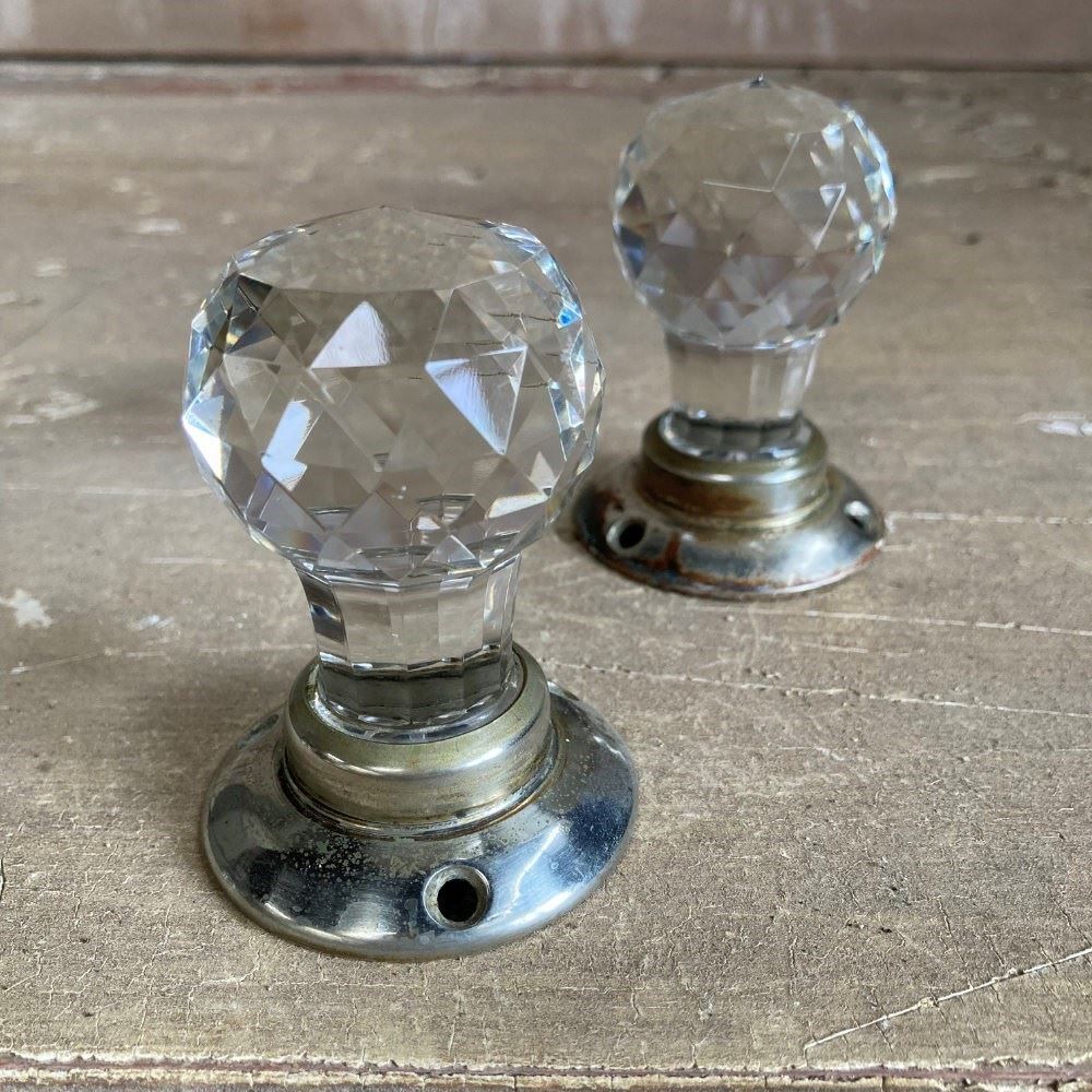 Antique Cut Glass Door Knobs, 1920s photo vintage