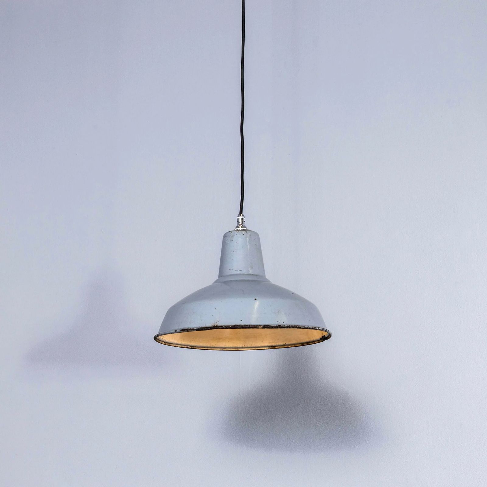 1950’s Industrial Benjamin Enamelled Grey Pendant Lamps (Model 3) – 14 Inch photo vintage