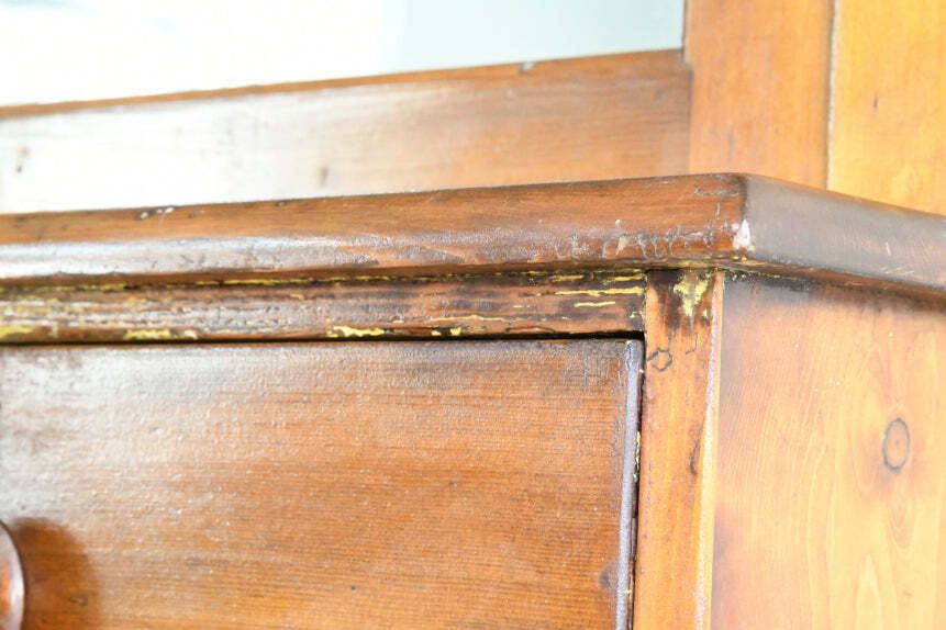 Furniture Antique Stained Pine Glazed Dresser photo