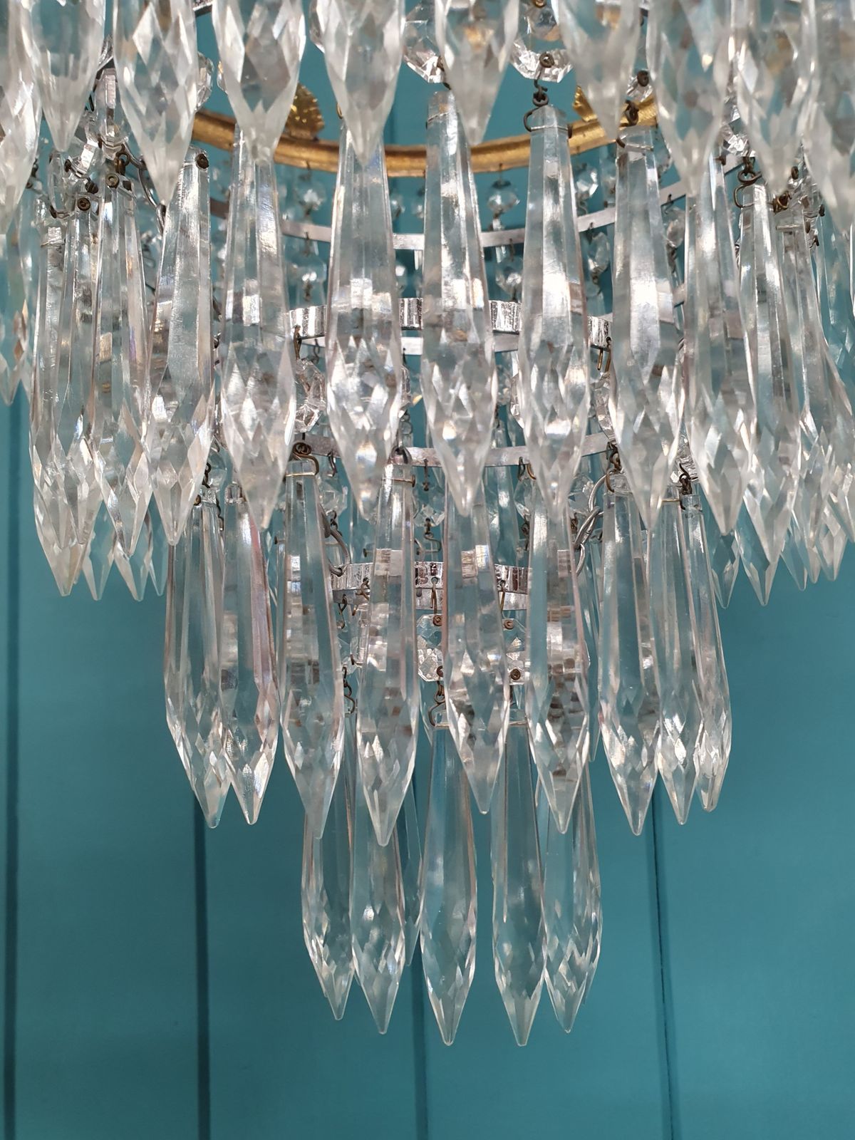 Early 20th Century Large Spike Chandelier Antique 13" photo 525.0