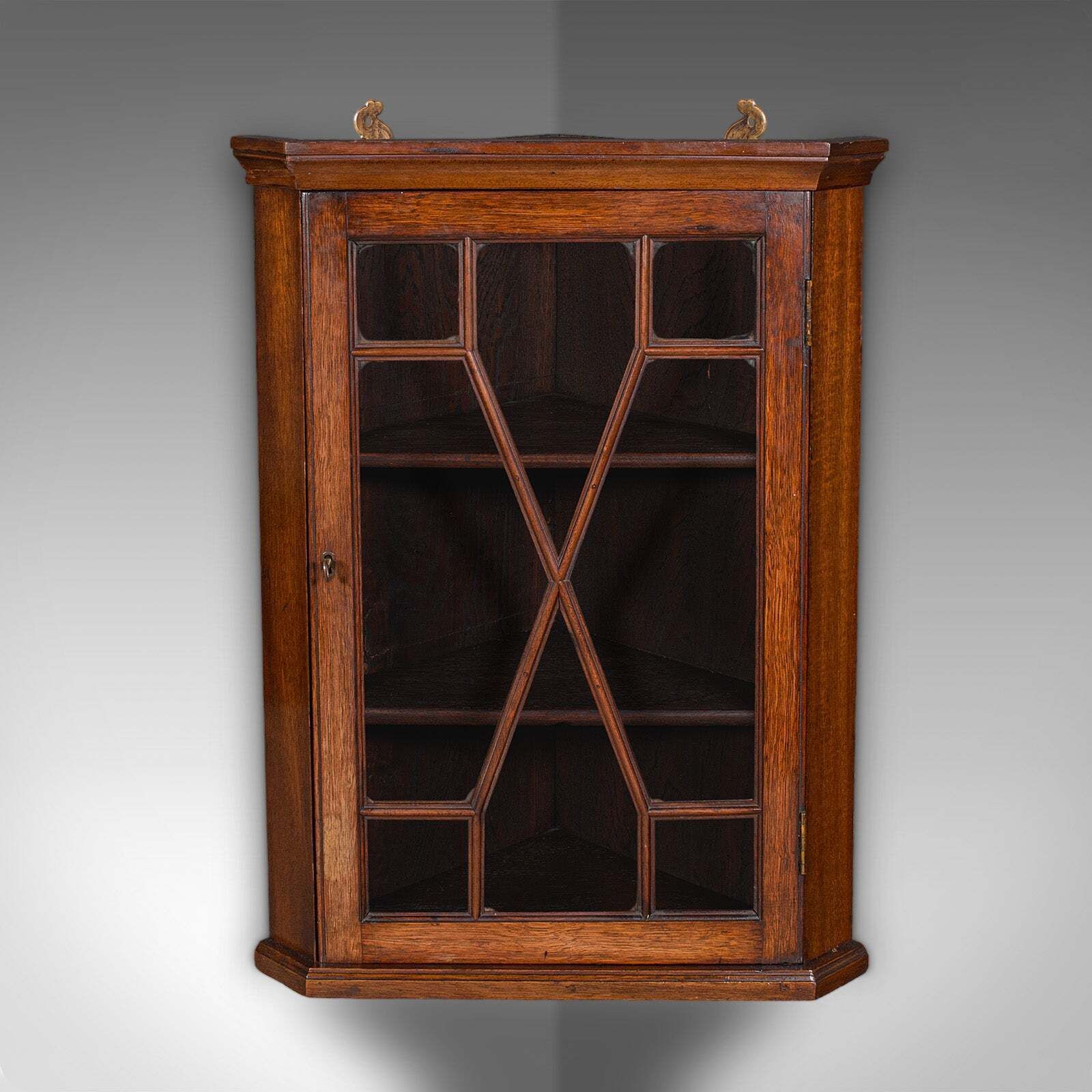 Small Antique Corner Cabinet, English, Glazed Display Cupboard, Edwardian, 1910 photo for sale