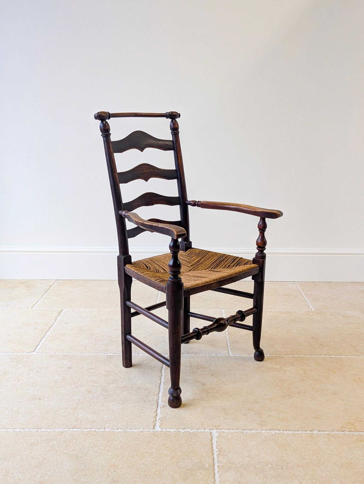 photo for sale Antique Victorian Country Ash Ladderback Armchair C.1890