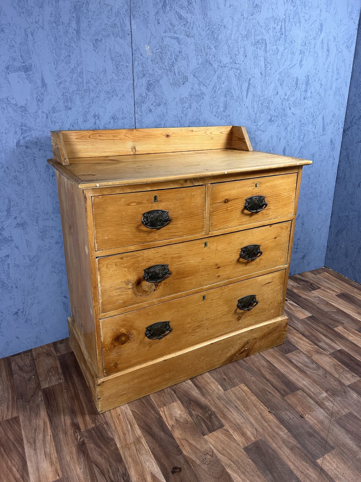 Antique Victorian Pine Chest Of Drawers With Art Nouveau Drop Handles photo furniture