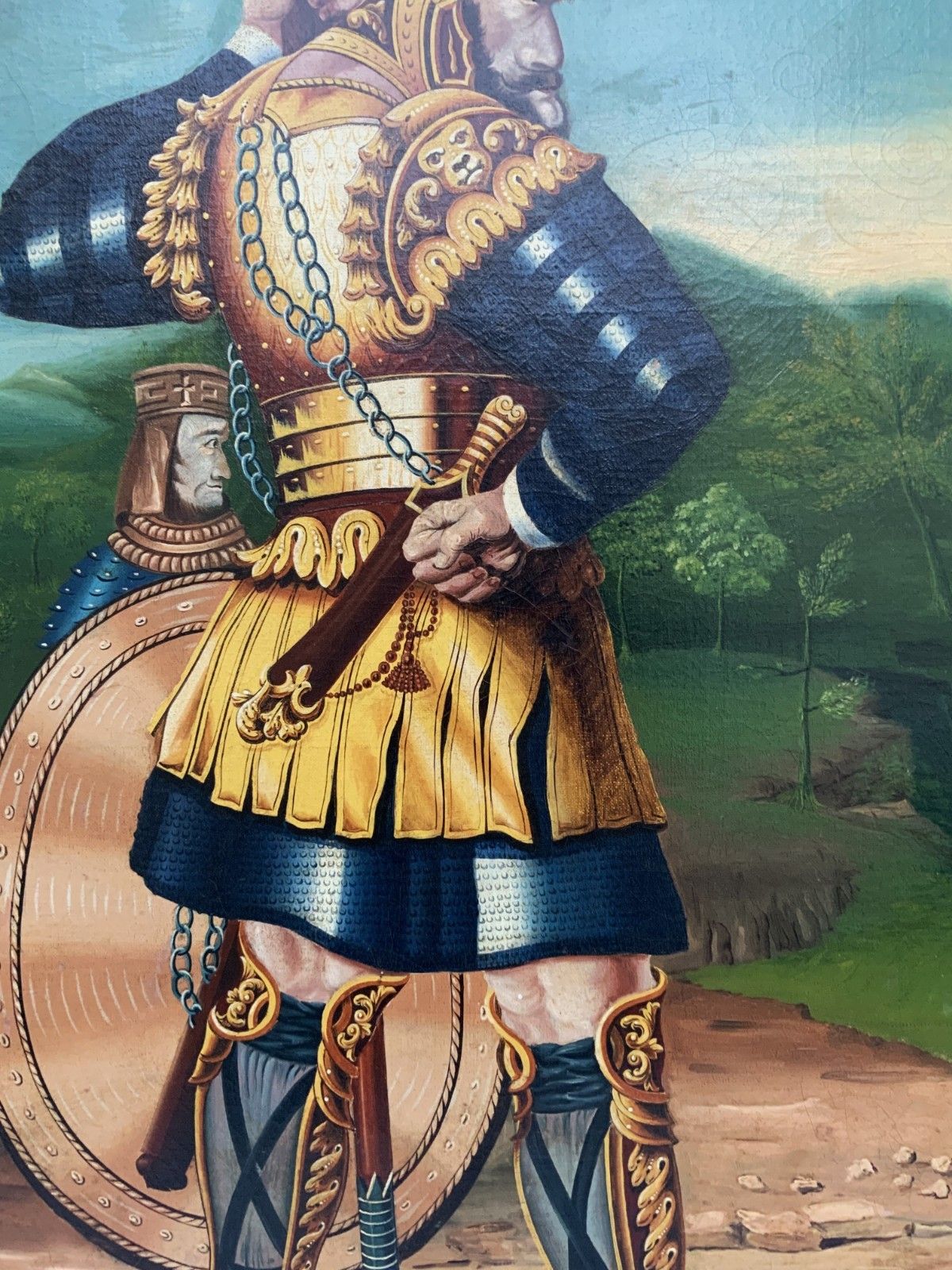 photo furniture Large Portrait Painting David & Goliath Early 20th Century Antique Oil On Canvas