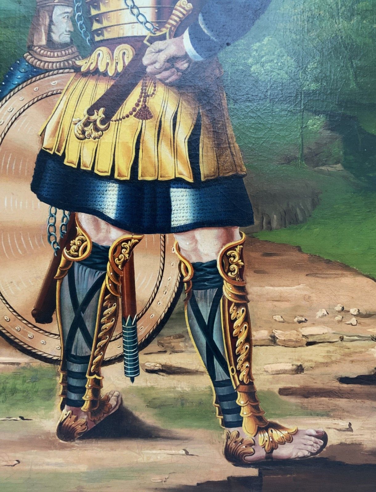 photo for sale Large Portrait Painting David & Goliath Early 20th Century Antique Oil On Canvas