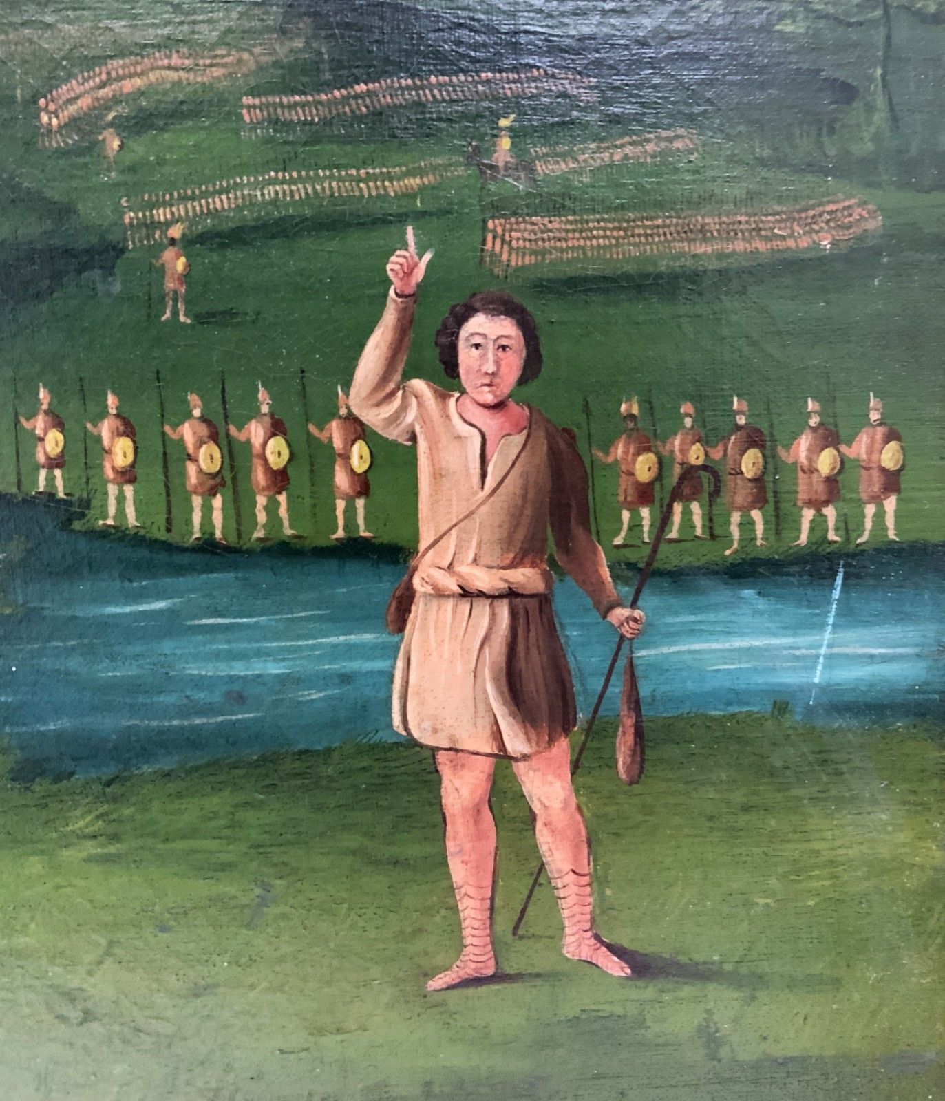photo buy Large Portrait Painting David & Goliath Early 20th Century Antique Oil On Canvas