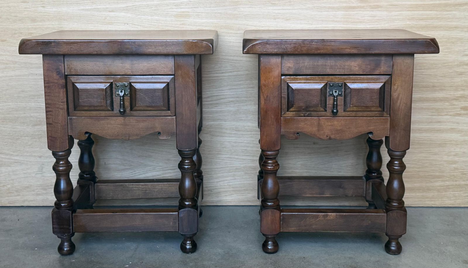 20th Century Spanish Nightstands With Drawer And Iron Hardware photo furniture