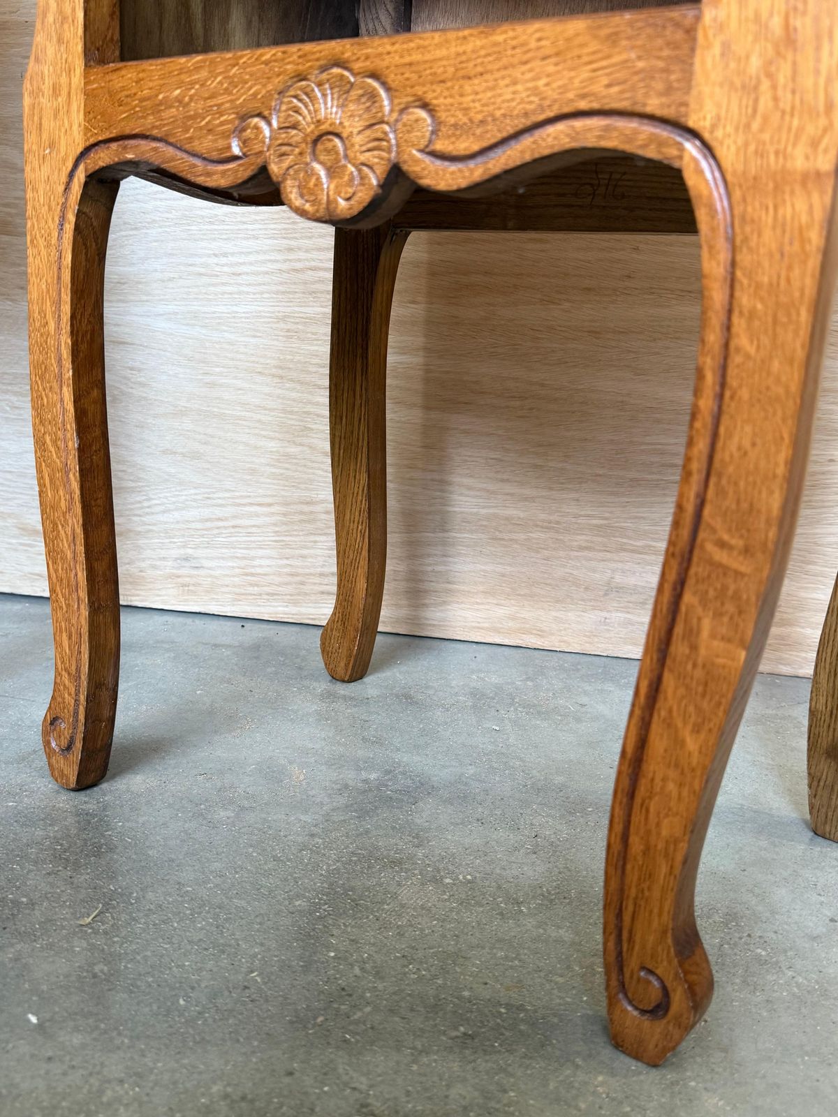 photo furniture 20th Oak Nightstands Tables With Drawer And Open Shelf, 1940