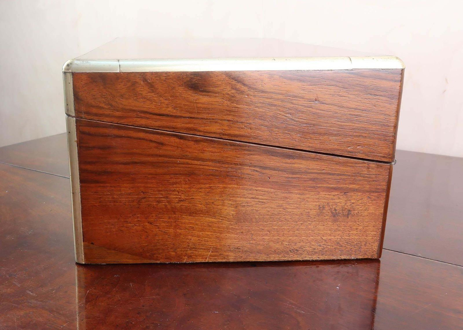 Large Antique Campaign Burr Walnut Writing Box. English. Dated 1871 photo vinterior