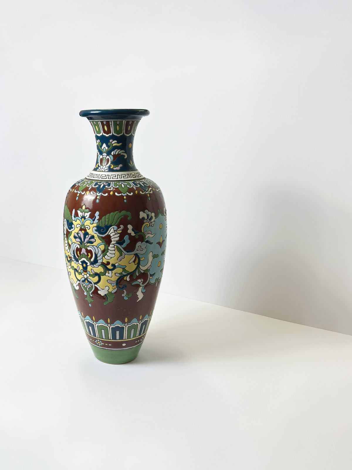 Art Nouveau Enamelled Faience Baluster Vase, French, Circa 1910, Longwy Region photo for sale