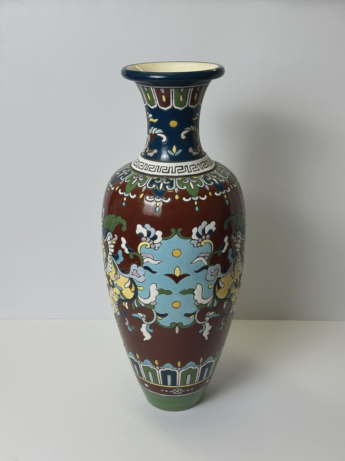 photo furniture Art Nouveau Enamelled Faience Baluster Vase, French, Circa 1910, Longwy Region